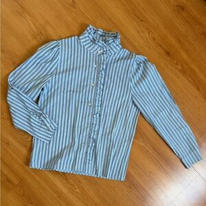 “Algo Bonito Spain Brand” Frill-Trimmed Poplin Blouse